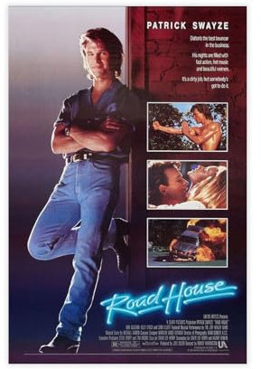 biegzc Filmposter Road House – 1989 – Action-Abenteuer – Action – ein Blatt Kunstwerk auf Leinwand Poster Wandkunst Dekor Druck Bild Gemälde für Wohnzimmer Schlafzimmer Dekoration 20 x 30 cm