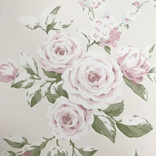 Muriva Canterbury 165507 Blumentapete, cremefarben/rosa