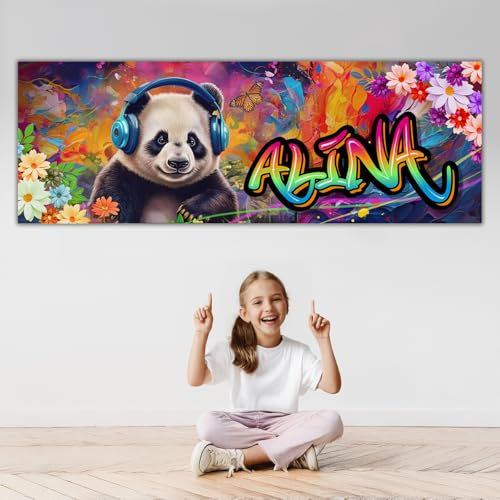 tjapalo® ZP95 Graffiti Poster Mit Namen - Cooles Bild für Teenager Mädchen - Kinderzimmer Panda Motiv