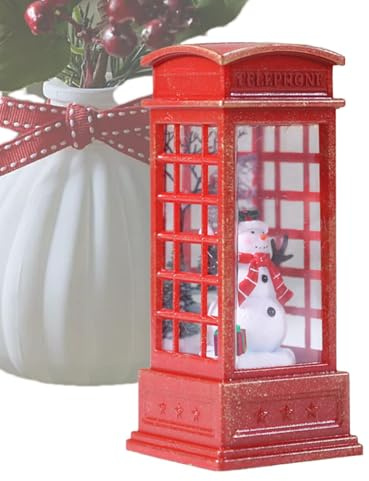 Salyeeluly Telefonzelle Lampe – Vintage Weihnachten LED Nachtlampe – Vintage London Telefonzelle Weihnachtsmann Nachtlampe für Tisch Schreibtisch Schlafsaal