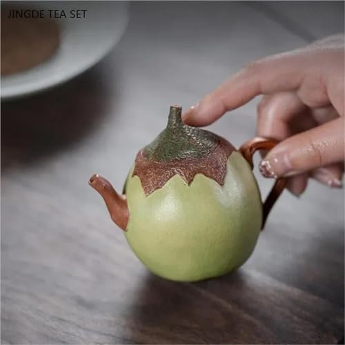 Teiere Servitori Di Caffè Set Da Tè Da Viaggio Filtro Bollitore Zisha Teiera Accessori Per Il Tè Di Bellezza 1PC 170ml Yixing Teiera Di Argilla Viola Intaglio A Mano Foro A Sfera Teiere Servizi Da caf