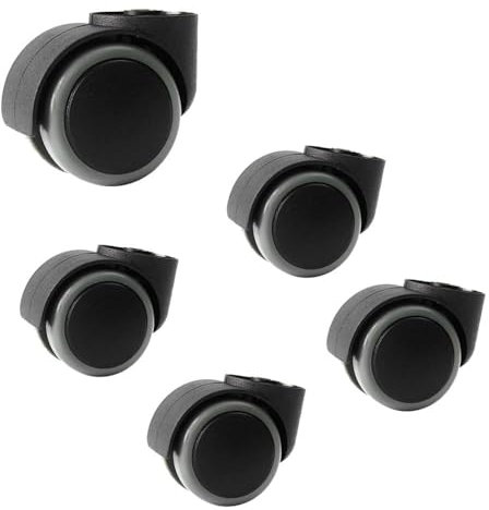 5-teiliger Satz von stangenlosen Bürostuhlrollen, 50mm Ersatzrollen Hartbodenrollen, Leise Lenkrollen Polyurethan Für Drehstühlen, Lochdurchmesser 8mm(Grey)