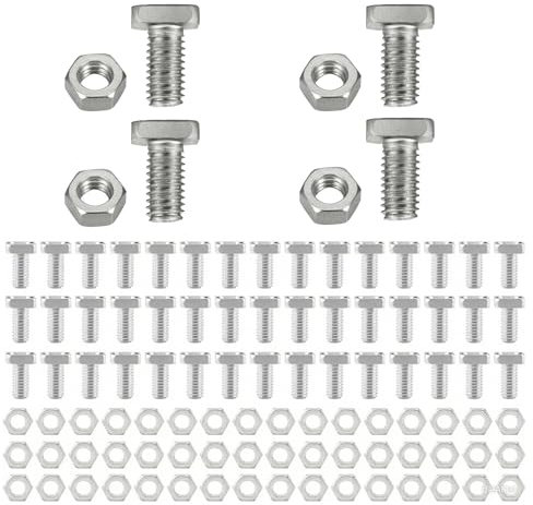 50 Sets Aluminium Greenhouse Nuts and Bolts,Aluminium Greenhouse Hex Nuts and Square Head Bolts,Greenhouse Accessories Parts