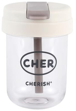 KIXZSAZ Water Bottle with Straw 300ML Heat Resistant Portable Cup Dust-Proof Reusable Student Carrying Sports Drinkware, White