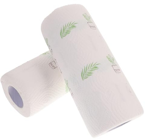 FOMIYES 2 rouleaux Essuie Tout Cuisine Absorbant Motif Réutilisable Lavable pour Ménage et Nettoyage