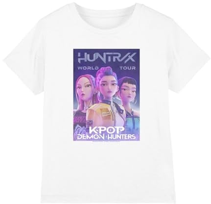 Kpop Demon Hunters Unisex Kids K-pop Demon Hunters - Huntrix Huntr/X World Tour Billboard Kids T Shirt T-Shirt (Pack of 1)