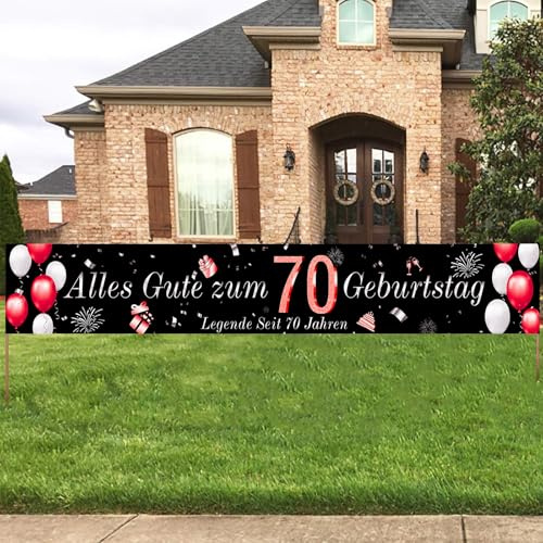 Whimzey Deko 70 Geburtstag Frau Mann Banner XXL 270×40cm, Alles Gute zum 70 Geburtstag Deko Banner, Geburtstagsbanner 70. Geburtstage Party Deco Rot,Geburtstagsdeko 70 Jahre Girlande für Männer Frauen