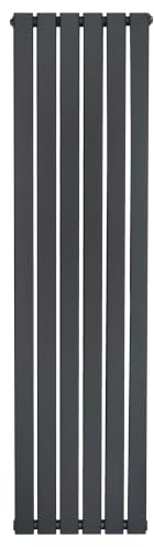 Radiatore Piatto a Colonna Singola 1600 x 420 mm Verticale Design Moderno Acciaio al Carbonio Riscaldamento Centrale Antracite Opaco con Kit Fissaggio e Spazzola