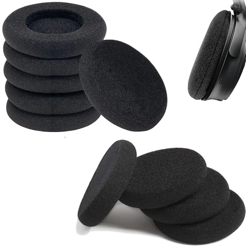 10 Pcs Headphone Earpads Cushion Cover, 50mm Soft Foam Ear Cushions, Replacement Headphone Pads Compatible with Sony and Plantronics, for Office, Gaming, and Call Center Headsets