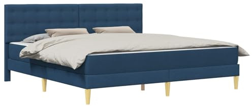 vidaXL Bettgestell mit Matratze mit Kopfteil Blau 180 x 200 cm Stoff, Moderner rechteckiger Bettrahmen, langlebige Schlafzimmermöbel, platzsparende Schlaflösung, komfortable Matratzenbasis für Zuhause