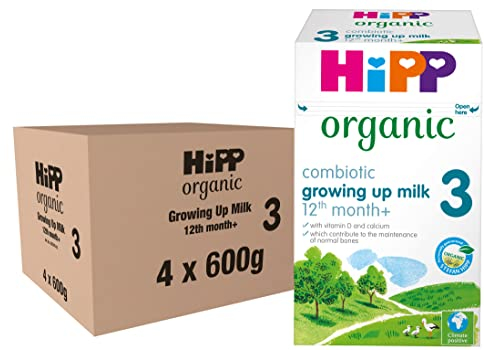 HiPP Organic 3 Growing up Baby Milk Powder Formula, From 12 Months, 600g (Pack of 4)