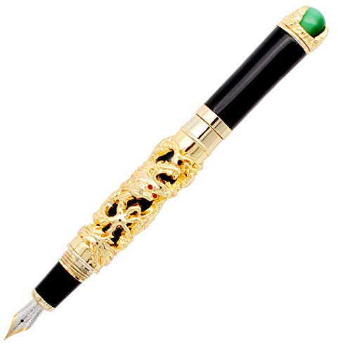 Gullor Wholesale Noble JINHAO golden dragon king play pearl fountain pen beautiful retro culture gift pen