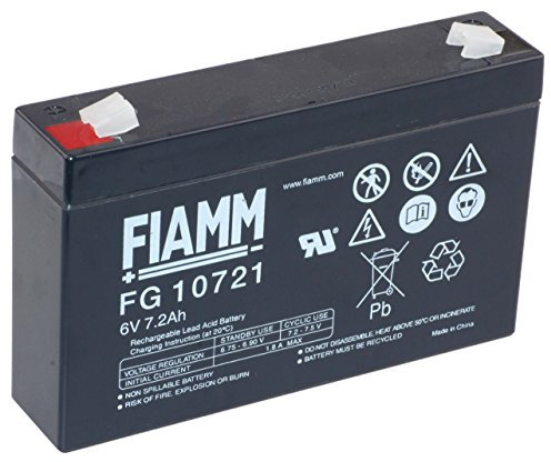 Fiamm PB-6-7,2 FG10721 - Batteria al piombo 6 V, 7,2 Ah (AGM), 150 x 100 x 34 mm, spina piatta