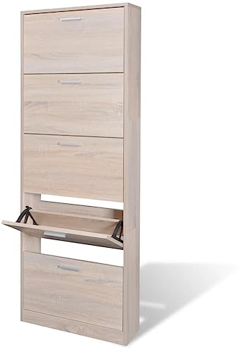 vidaXL Schuhschrank mit 5 Schuhkipper Holz Eichen-Optik