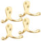 4X Solid Brass Double Coat Hooks - Perfect for Hanging Robes, Coats, Hats, Bags