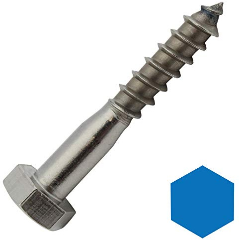 D2D | VPE: 20 Stück - Sechskant-Holzschrauben - 10 x 40 mm - DIN 571 - Edelstahl A2 VA
