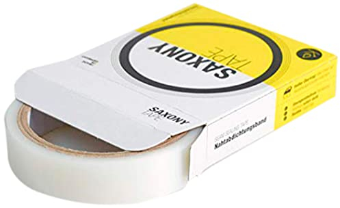 Saxony Tape Nahtabdichtungsband, 0,09 mm Stärke, transparent. Für Zier- und Funktionsnähte von Bekleidung und technischen Textilien. Einfacher Übertrag durch Aufbügeln (10m x 22mm)