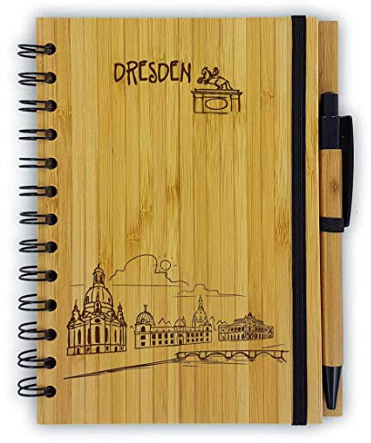 Notizbuch aus Bambus Skyline Dresden