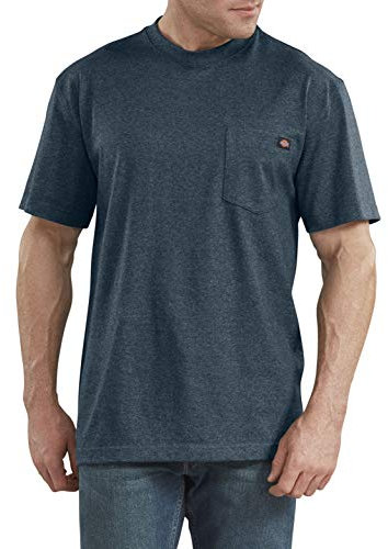 Dickies Men's Heavyweight Crew Neck Short Sleeve Tee T Shirt, Baltic Blue Heather, L UK