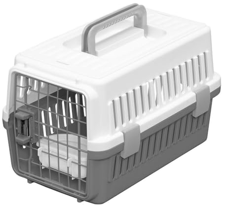 Iris Ohyama, Kiste, Käfig, Transportbox für Hund, Katze, 2 Türen, L46 x T29 x H28.5 cm, ATC-460, Grau