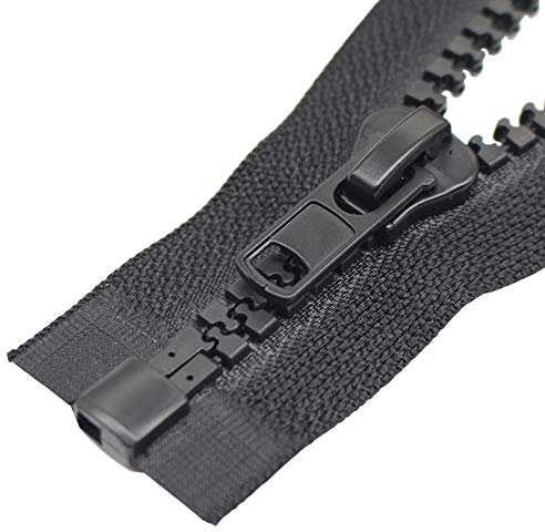 ByaHoGa 2 Stück #10 Große Reißverschluss Kunststoff teilbar Reißverschluss für Jacken Nähen Mäntel, Schwarz RZ (75 cm)