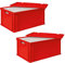 Set, 2x 31,6 Liter Thermobox aus EPS in Eurobox 600x400, rot, mit Deckel