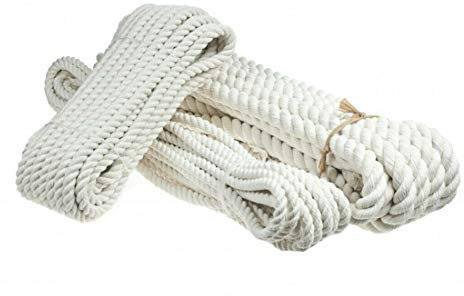 Cotton Rope, Natural Twisted Cotton Thread - 2 m / 6 ft of 8 mm Thick Soft Macrame Cord for Macrame Plant Hangers, Wall Hangings, DIY Crafts, Macrame Decoration, Decking Rope, Gardening, Bundling