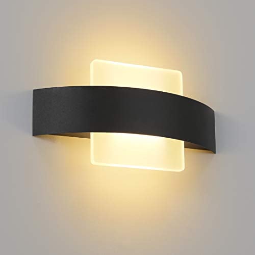 ZMH LED Wandleuchte Innen Wandlampe Wohnzimmer - Flurlampe 23.5CM Schlafzimmer Acryl Bettlampe 3000K Warmweiß 7W Schwarz Nachtlampe Modern Flur für Hotel Arbeitszimmer Treppenhaus Küche Badezimmer