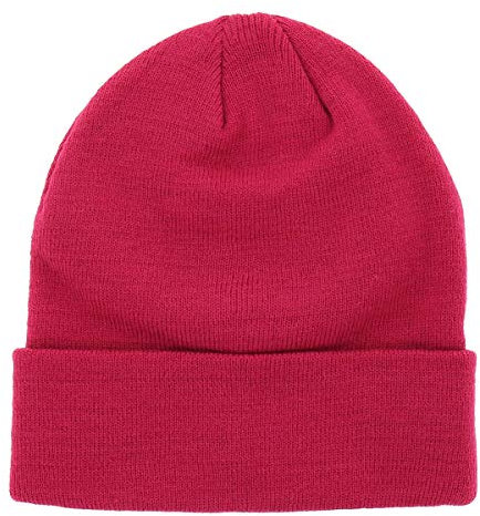 SHIPITNOW Fuchsia rosa Herren oder Damen Wintermütze Einfarbig - Basic Strickmütze ohne Bommel - 100% Acryl Beanie- Einfaches und klassisches Mützen ohne Marke - Einheitsgröße