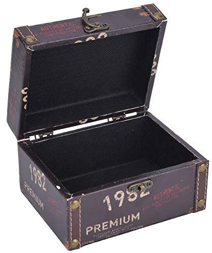 HERCHR Boîte de Rangement Coffre au Trésor, Coffret de Rangement en Bois Coffret à Bijoux avec Serrure en métal pour Cadeaux décoration d'intérieur, 16x12,5x9cm