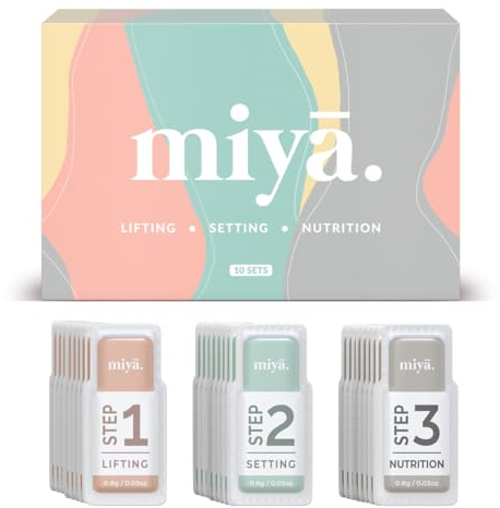MIYA LASH 2 in 1 Lash Lift & Brow Lamination Lotion Set | Sachet Refill for Lash Lift Kit & Eyebrow Perm | Fast Acting 3-Step Lifting, Setting Lotions with Nutrition Serums | 10 Treatments | Salon Use