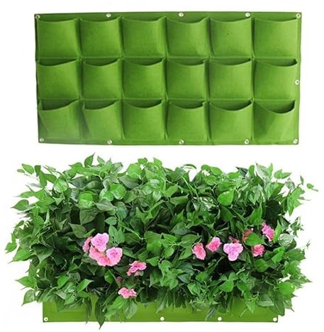 Borsa da Piantatura Verticale, Sacchetti per la coltivazione da appendere, 18 tasche Fioriera verticale appesa a parete per giardino esterno per coltivare borse per piante