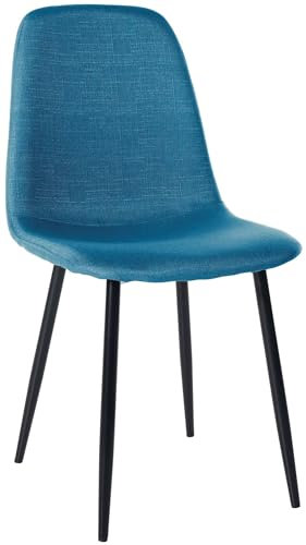 CLP Chaise De Salle A Manger Napier en Similicuir Tissu Ou Velours I Chaise avec Surface D'assise Matelassée Pieds en Metal I Charge Max.150 Kg, Couleur:Bleu, Matériel:Tissu