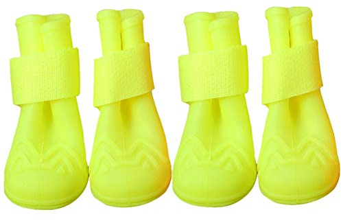 BOduShang Hundeschuhe Schutz Hunde Schneeschuhe rutschfest Schneeschuhe FüR Hunde Wasserdicht Hunde Schuhe Schnee for Drinnen Draussen Spaziergang Mit Dem Hund Reise Green,#1