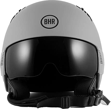 BHR Casco Demi-Jet 815 COMBY | Pratico Casco Scooter Omologato ECE | Casco Moto Jet con Plastiche Laterali Personalizzabili, Visiera Parasole & Sgancio Micrometrico | Grigio Opaco | XS