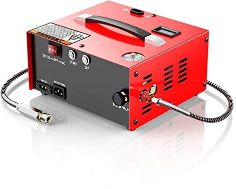 Compresor de aire PCP, GX pcp compressor port¨¢til 4500 Psi/30Mpa, sin aceite, alimentado por coche 12V DC o hogar 220V AC con adaptador, paintball/compresor de tanque