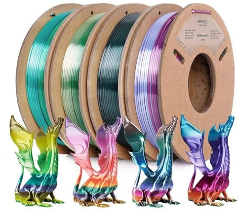 ERYONE Rainbow Filament PLA 1.75mm for 3D Printer, -0.05mm, 0.25KG/Spool X 4 (2.2LBS)