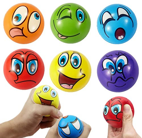 6 Stücke Emoji Stressbälle, Lustiges Gesicht Stressball, Anti Stress Bälle Erwachsene, Stressball zum Kneten Wutbälle für Kinder, 2,5 Zoll Softball Relief Emotionale Spielzeug (Frecher Stil)