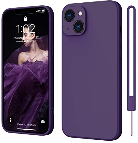 ElestBela iPhone 13 Hülle Silikon Case, Hanyhülle iPhone 13 Ultra Dünn Slim mit Microfiber, Kratzfeste Rundumschutz Case Schutzhülle Hülle für iPhone 13 6.1'' Dunkel Violett