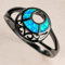 Vintage Weiblicher Blauer Feueropal-Stein-Ring-Charme-schwarz-Gold-Eheringe Für Frauen-punkbraut-mond-dünner Verlobungsring