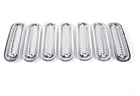 Radiatori Griglia Per J&eep Per Wrangler Per JK 2007-2015 Accessori Per Auto Griglia Anteriore Inserto Griglia Cover Trim Adesivi(Cromo)