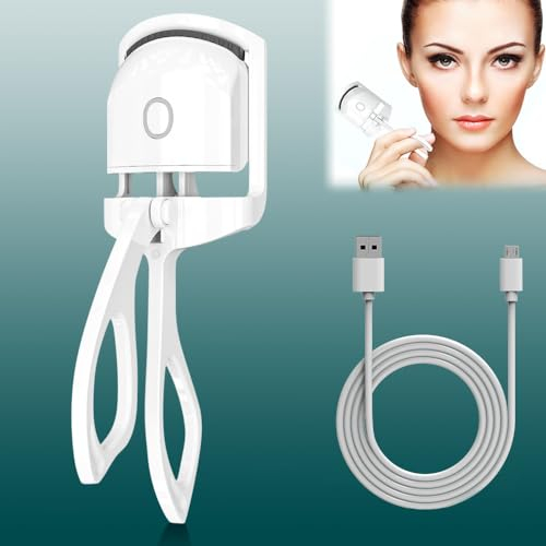 CJBIN Beheizbare Wimpernzange, Elektrische Wimpernzange, Elektrische Wimpernzange Beheizt, Beheizte Wimpernzange mit 2 Temperaturmodi, für Alle Wimpern, Weiß