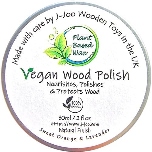 Vegan Wood Polish (60ML) - Plant Based Wax Wood Polish & Conditioner Enhances Wood Natural Beauty, Seal & Protect Wooden Furniture, Wooden Toys & Wooden Kitchen Appliances