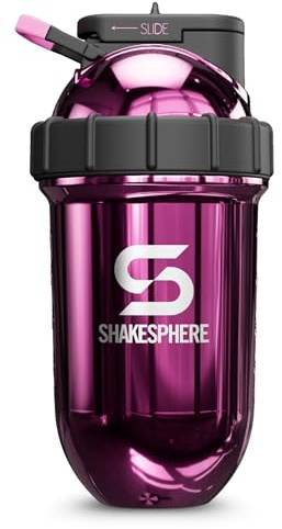 SHAKESPHERE 680.4 g Edelstahl Protein Shaker, isoliert, verspiegelt pink