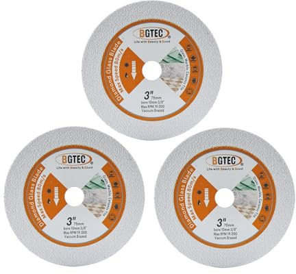 Disco da taglio per vetro - BGTEC 3 75mm Diamond Cutting Blade per vetro, giada, cristallo, bottiglia di vino, piastrelle di ceramica, marmo, pietra artificiale, 3 Pack