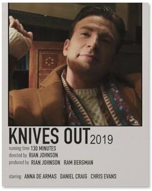 EKoKim Knives Out Polaroid-Poster, dekoratives Gemälde, Leinwand-Wandposter und Kunstdruck, modernes Familienschlafzimmer-Dekor-Poster, 20 x 25 cm