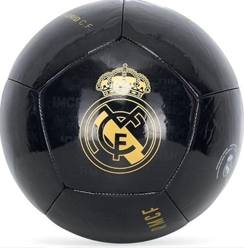 Real Madrid Ballon bouclier doré couleur noir brillant Taille 5 Produit officiel