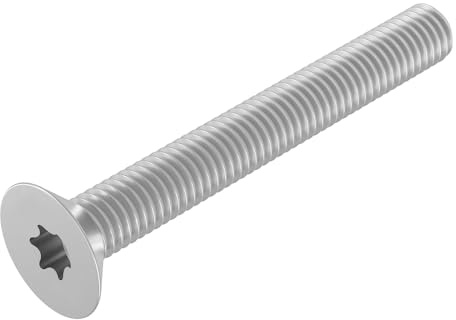 SECCARO Tornillo avellanado M3 x 25 mm, acero inoxidable V2A, VA A2, ISO 14581, Torx interior (TX), rosca completa, 20 unidades