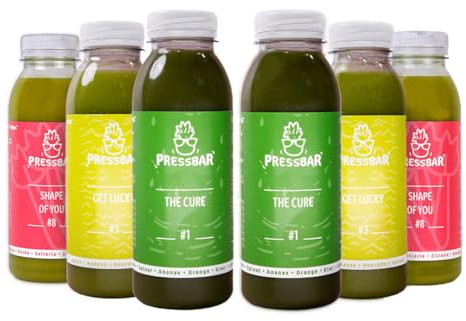 Pressbar Green Saftkur 3 Tage - 18 kaltgepresste Säfte à 330ml - Zuckerfrei & 100% frisches Obst & Gemüse - Ideale Fastenkur (inkl. 4,50€ Einweg-Pfand)