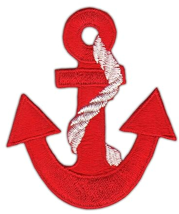 Anker Rot Aufnäher zum aufbügeln oder aufnähen Bügelbild Aufbügler für Kleidung gestickter Bügelpatch Applikation Rockabilly Seefahrt Patch Größe 5,8 x 6,6 cm